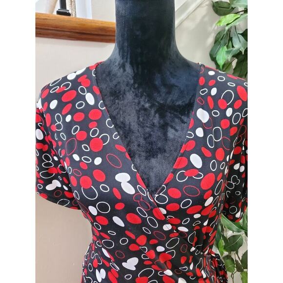 Croft&Barrow Women Multicolor Polyester V-Neck Short Sleeve Knee Length Dress L - Picture 5 of 12